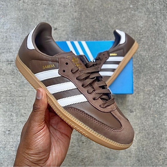 WMNS ADIDAS SAMBA OG HOT CHOCOLATE BROWN TAN CREAM GUM SOLE WOMENS EARTH STRATA - Picture 6 of 11